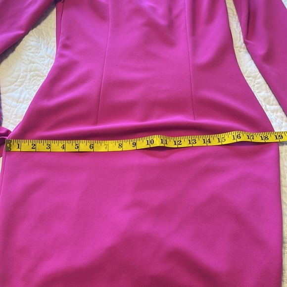 Katie May Next Round Plunge Neck Long Sleeve Mini Crepe Dress Hot Pink Medium - Picture 12 of 13